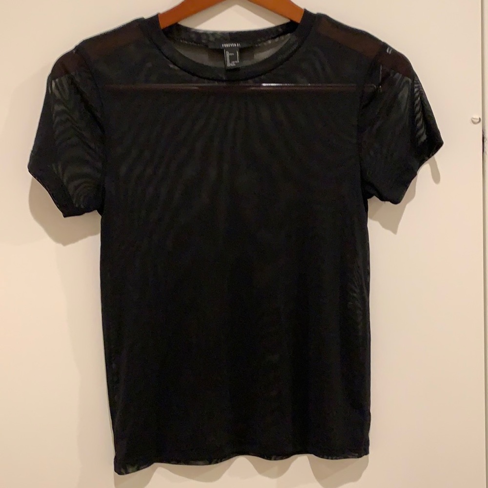 Forever 21 transparent black t-shirt large stretch
